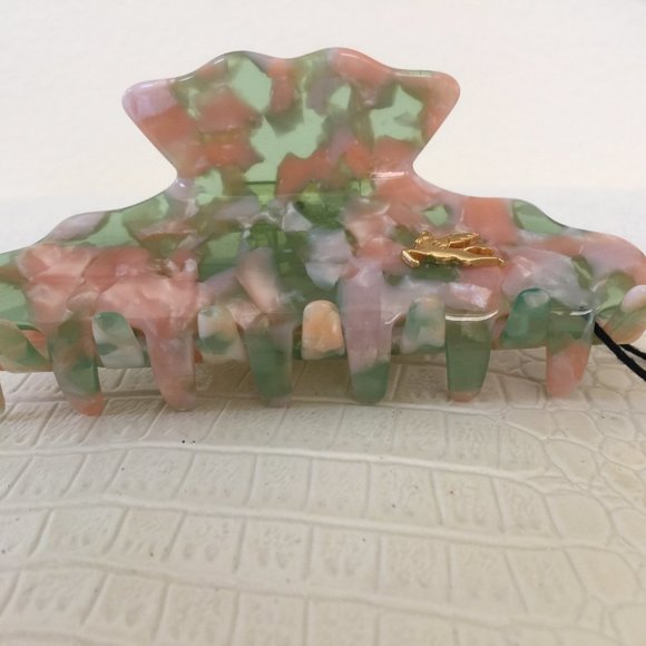 ETRO Milano Made in ITALY Acrylic Lrg HAIR CLIP Gold Plated PEGASUS 4x1.5\